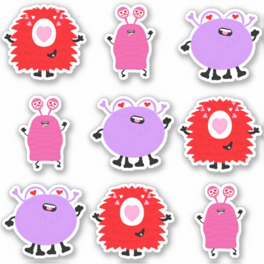 Monster Valentijnsdag Sticker (Voorkant)