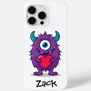 Monster Valentijnshart Cartoon Personaliseer Naam iPhone 15 Pro Max Hoesje