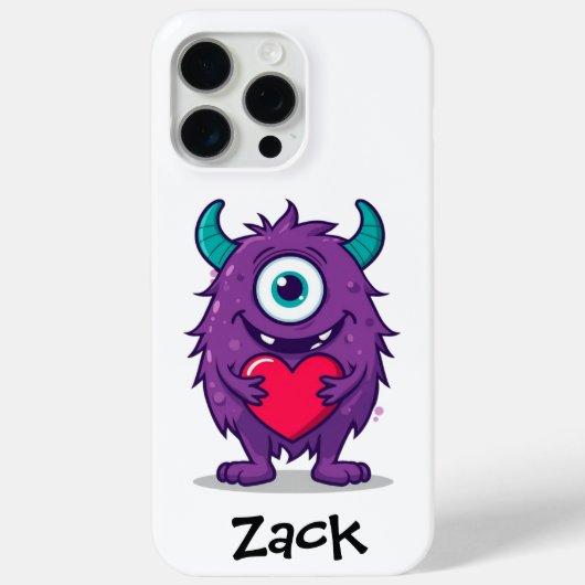 Monster Valentijnshart Cartoon Personaliseer Naam Case-Mate iPhone Case (Achterkant)