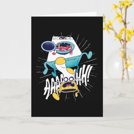 monster van de wasmachine kaart (Gele Bloem)