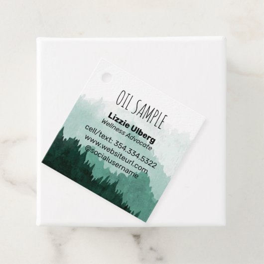 Monster van etherische olie voor berglandschap bedankjes labels (In situ)