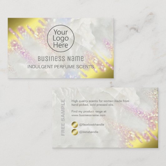 Monster van Fading Opal and Gold Perfume Visitekaa Visitekaartje (Voorkant / Achterkant)