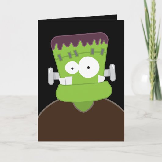 monster van Frankenstein | Kinder Halloween Kaart (Voorkant)