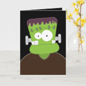 monster van Frankenstein | Kinder Halloween Kaart (Gele Bloem)