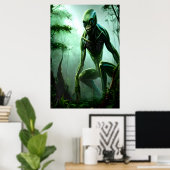 monster van het Alienbeest in het bos | AI Art. Poster (Thuiskantoor)