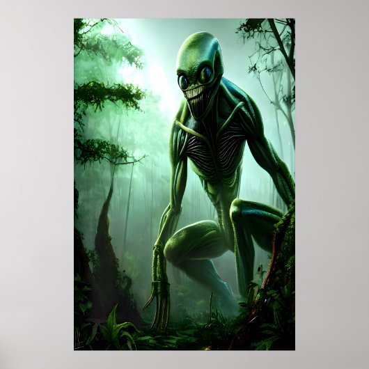 monster van het Alienbeest in het bos | AI Art. Poster (Voorkant)