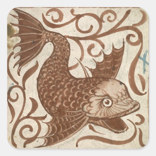 Monster van zee (m/v op papier) vierkante sticker (Voorkant)