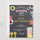 Monster Verjaardag Chalkboard uitnodiging (Voorkant)