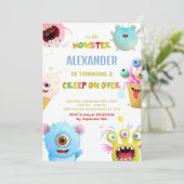 Monster Verjaardag Uitnodigingen (Staand voorkant)