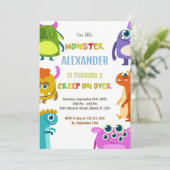 Monster Verjaardag Uitnodigingen (Staand voorkant)