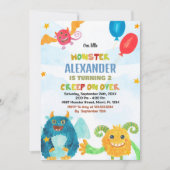 Monster Verjaardag Uitnodigingen Aquarellen (Voorkant)