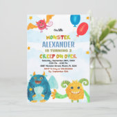 Monster Verjaardag Uitnodigingen Aquarellen (Staand voorkant)