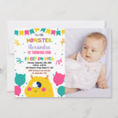 Monster Verjaardag Uitnodigingen Ballons Vlaggen f (Voorkant)