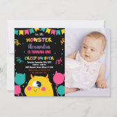 Monster Verjaardag Uitnodigingen Ballons Vlaggen f (Voorkant)