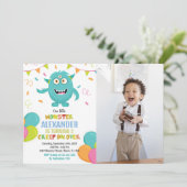 Monster Verjaardag Uitnodigingen Ballons Vlaggen f (Staand voorkant)