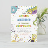 Monster Verjaardag Uitnodigingen Donkergroen (Staand voorkant)