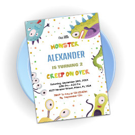Monster Verjaardag Uitnodigingen Donkergroen