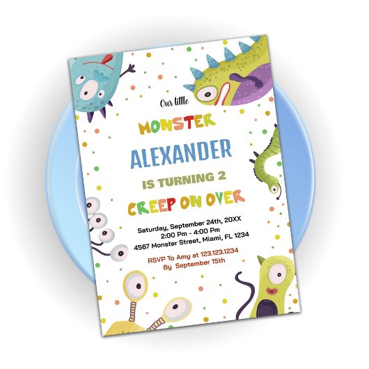 Monster Verjaardag Uitnodigingen Donkergroen
