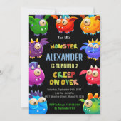 Monster Verjaardag Uitnodigingen, Fly Monsters Kaart (Voorkant)