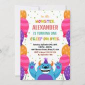 Monster Verjaardag Uitnodigingen Kleur Ballons (Voorkant)