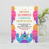 Monster Verjaardag Uitnodigingen Kleur Ballons (Staand voorkant)