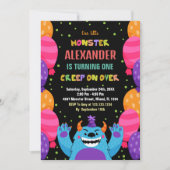 Monster Verjaardag Uitnodigingen Kleur Ballons (Voorkant)