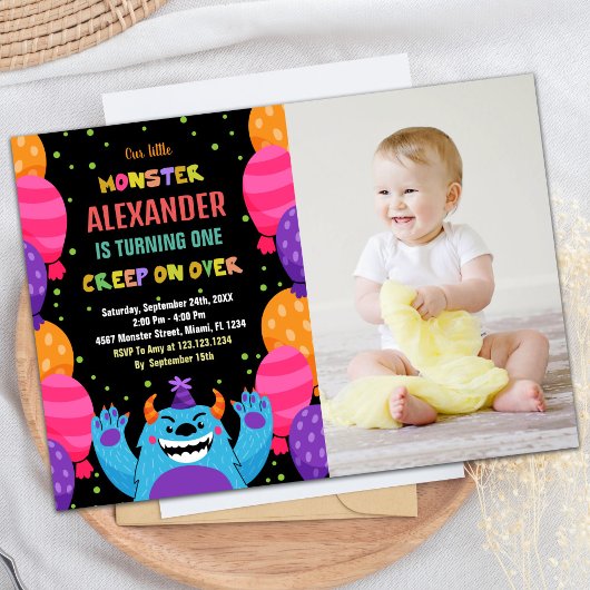 Monster Verjaardag Uitnodigingen Kleur Ballons fot