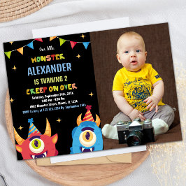 Monster Verjaardag Uitnodigingen Kleur Vlaggen Een
