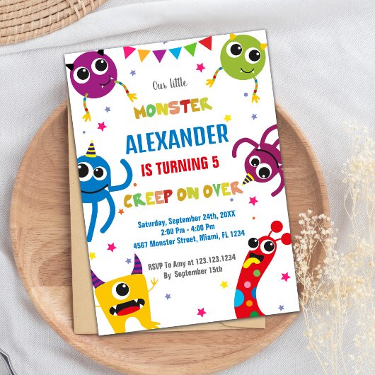 Monster Verjaardag Uitnodigingen Kleuren