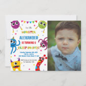 Monster Verjaardag Uitnodigingen Kleuren foto (Voorkant)