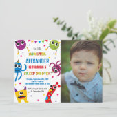 Monster Verjaardag Uitnodigingen Kleuren foto (Staand voorkant)