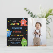 Monster Verjaardag Uitnodigingen met foto (Staand voorkant)