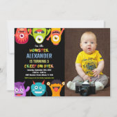 Monster Verjaardag Uitnodigingen, Monsters één fot Kaart (Voorkant)