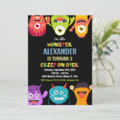 Monster Verjaardag Uitnodigingen, Monsters één oog Kaart (Staand voorkant)