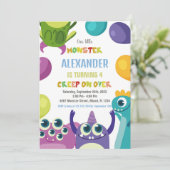 Monster Verjaardag Uitnodigingen, Monsters Kaart (Staand voorkant)
