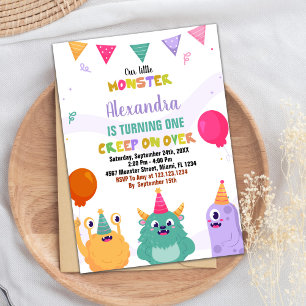 Monster Verjaardag Uitnodigingen Pink Ballon