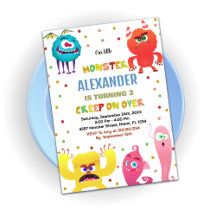 Monster Verjaardag Uitnodigingen Rood