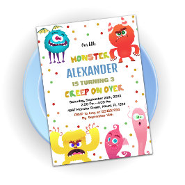 Monster Verjaardag Uitnodigingen Rood