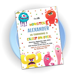 Monster Verjaardag Uitnodigingen Rood