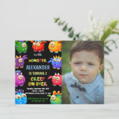 Monster Verjaardag Uitnodigingen, Vlieg Monsters f Kaart (Staand voorkant)