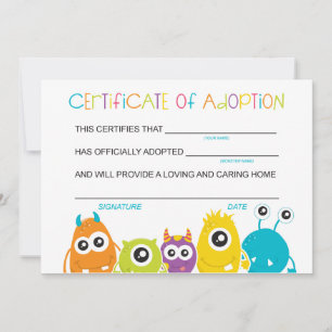 Monster Verjaardagsfeest Adopteer een Monster Adop Bedankkaart