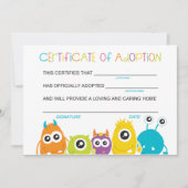 Monster Verjaardagsfeest Adopteer een Monster Adop Bedankkaart (Voorkant)