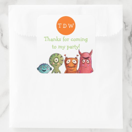 Monster Verjaardagsfeest Dank u Stickers (Tas)