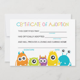 Monster Verjaardagsfeestje Adopt a Monster Adoptie Bedankkaart