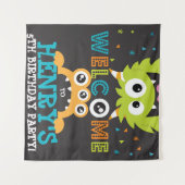 Monster verjaardagsfeestje gepersonaliseerde achte wandkleed (Voorkant (horizontaal))