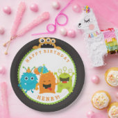 Monster Verjaardagsfeestje Papier Borden Papieren Bordje (Feest)