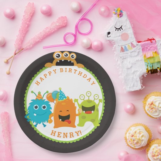 Monster Verjaardagsfeestje Papier Borden Papieren Bordje (Feest)