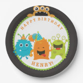 Monster Verjaardagsfeestje Papier Borden Papieren Bordje (Voorkant)
