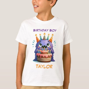 Monster Verjaardagsjongen Aangepaste Naam Kinderen T-shirt