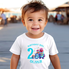 Monster Verjaardagsnaam Jongen Kleurrijk Schattige Kinder Shirts